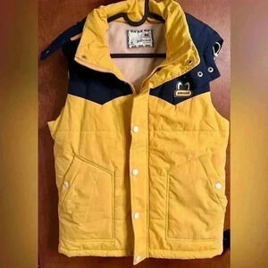 Pancoat Vest Unisex blue yellow puffer vest
